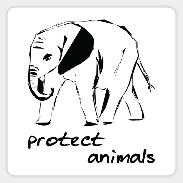 protect animals - elephant ink sketch Magnet by Protect friends